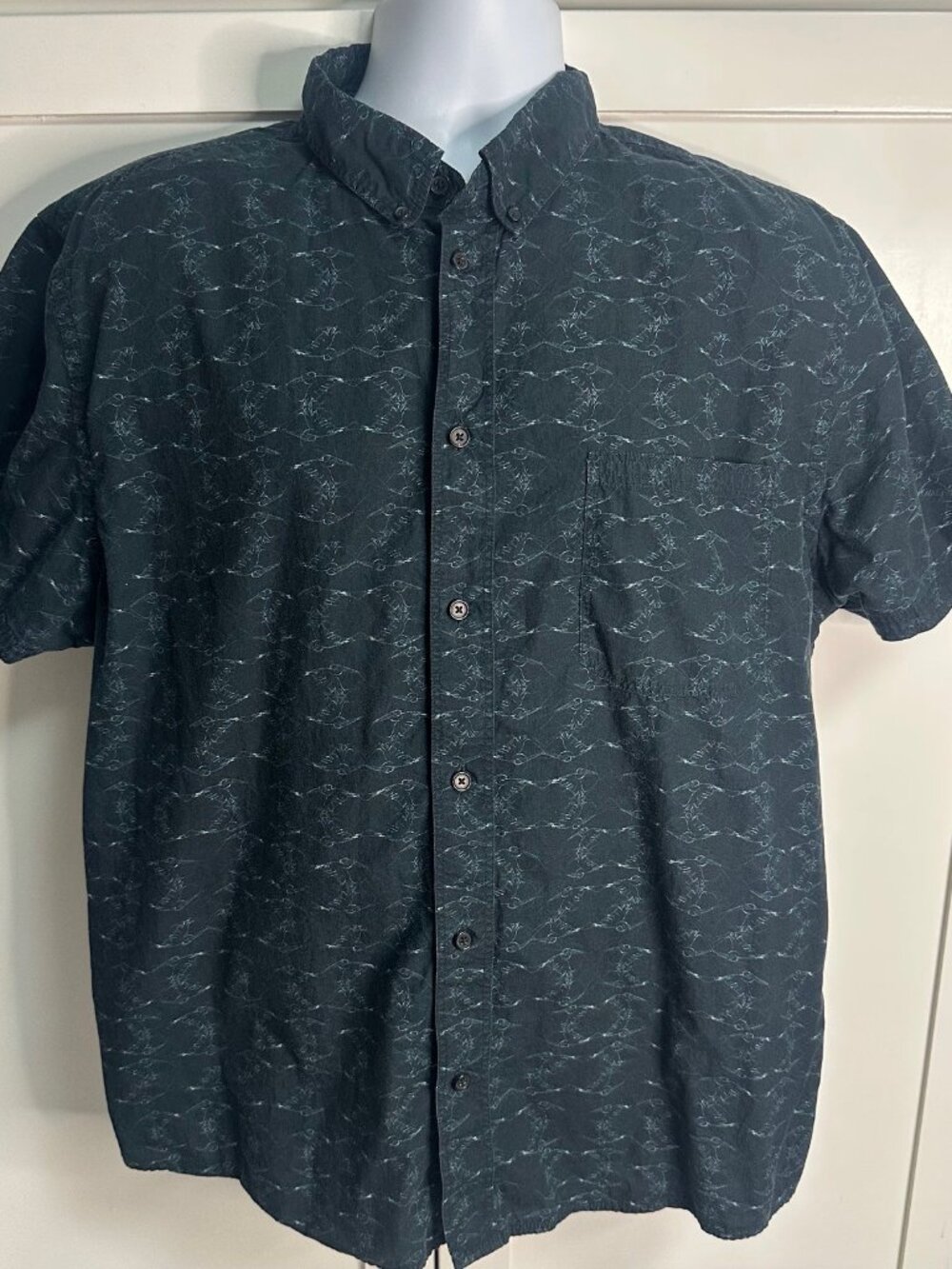 Billy Reid Men's Navy Blue Shirt Xl / Medium Short Sleeve Button Down